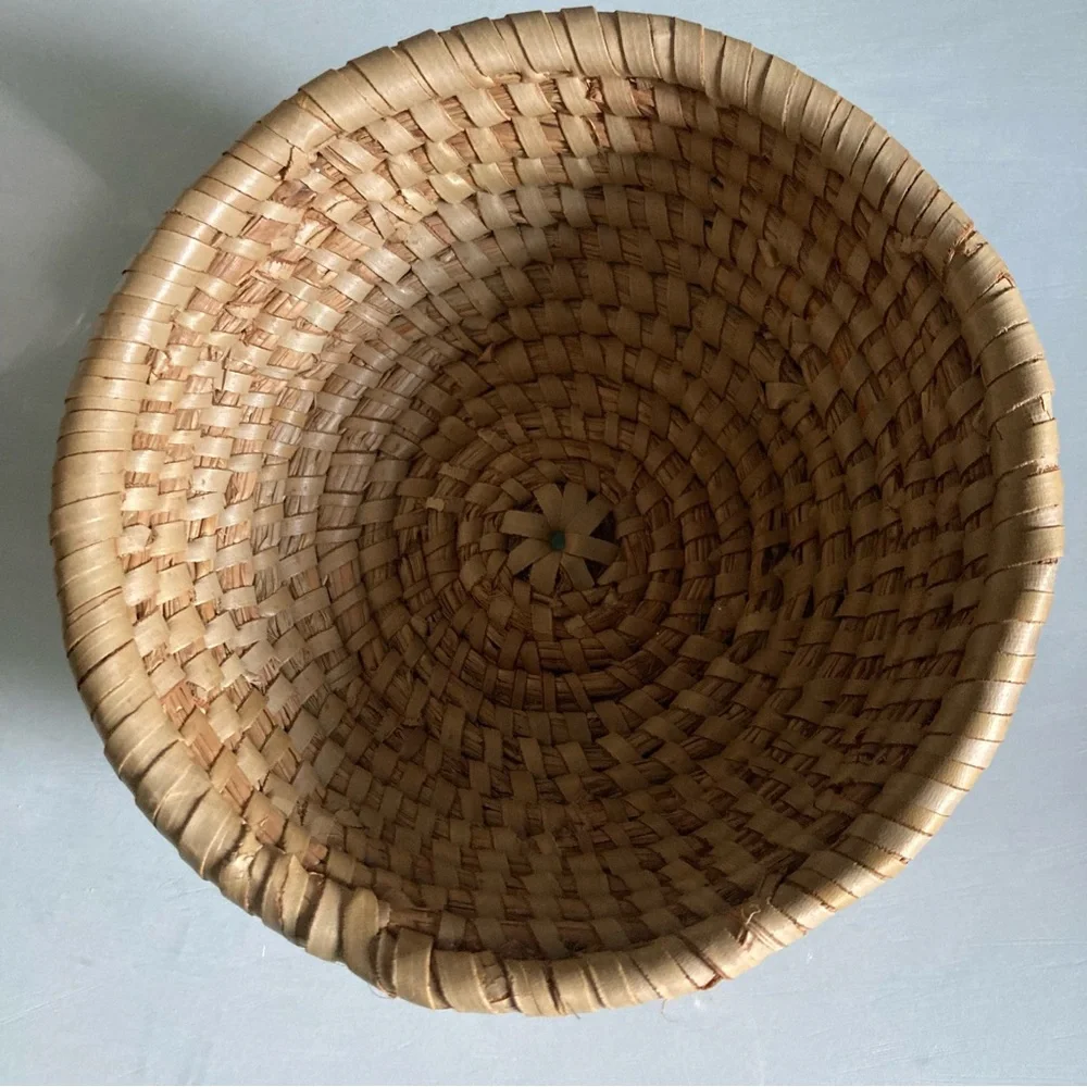Woven Coiled Tan Natural Fiber Basket - Picture 2 of 5